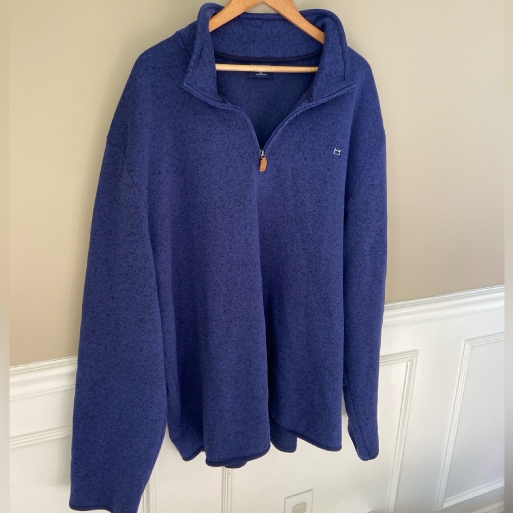 Men's Blue Quarter-Zip‎ Sweater-3XLT